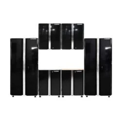 Husky Metal System 36 In. W X 73 In. H X 19 In. D 22-Gauge 3-Shelf Steel Freestanding Cabinet In Black -Husky Shop black gloss powder coating husky free standing cabinets fc183672t03bl 31 1000