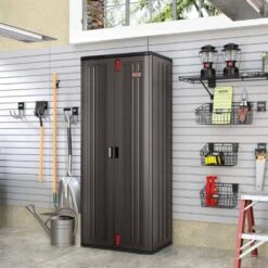 Husky 30 In. X 72 In. X 20.25 In. Freestanding Cabinet In Black -Husky Shop black husky free standing cabinets bmch7200 31 1000