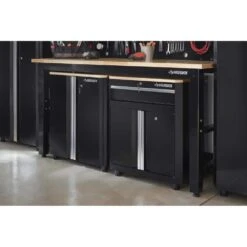 Husky Ready-to-Assemble 24-Gauge Steel 1-Drawer 2-Door Garage Base Cabinet In Black (28 In. W X 32.8 In. H X 18.3 In. D) -Husky Shop black husky free standing cabinets g2801b us fa 1000