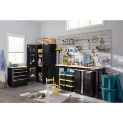 Husky Ready-to-Assemble 24-Gauge Steel 2-Door Garage Base Cabinet In Black (28 In. W X 32.8 In. H X 18.3 In. D) -Husky Shop black husky free standing cabinets g2802b us 4f 1000