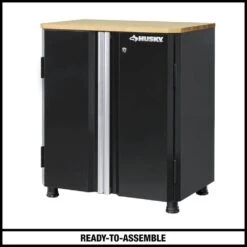 Husky Ready-to-Assemble 24-Gauge Steel 2-Door Garage Base Cabinet In Black (28 In. W X 32.8 In. H X 18.3 In. D)