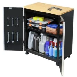 Husky Ready-to-Assemble 24-Gauge Steel 2-Door Garage Base Cabinet In Black (28 In. W X 32.8 In. H X 18.3 In. D) -Husky Shop black husky free standing cabinets g2802b us a0 1000