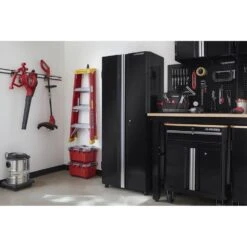 Husky Ready-to-Assemble 24-Gauge Steel Freestanding Garage Cabinet In Black (30.5 In. W X 72 In. H X 18.3 In. D) -Husky Shop black husky free standing cabinets g3002t us a0 1000