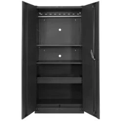 Husky 36 In. W X 81 In. H X 24 In. D Heavy Duty Welded 20-Gauge Steel Garage Freestanding Cabinet In Black -Husky Shop black husky free standing cabinets ha3f362481 blk 4f 1000