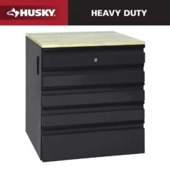 Husky Heavy Duty 28 In. W X 32 In. H X 21.5 In. D Welded 20-Gauge Steel 5-Drawer Garage Base Freestanding Cabinet In Black