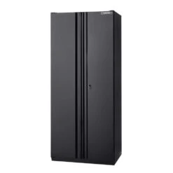 Husky Heavy Duty Welded 20-Gauge Steel Freestanding Garage Cabinet In Black (36 In. W X 81 In. H X 24 In. D) -Husky Shop black husky free standing cabinets htc1000008 c3 1000
