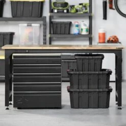 Husky Heavy Duty 18-Gauge Steel 5-Drawer Black Garage Base Cabinet 13 Husky Heavy Duty 18-Gauge Steel 5-Drawer Black Garage Base Cabinet -Husky Shop black husky free standing cabinets htc100007 1f 1000