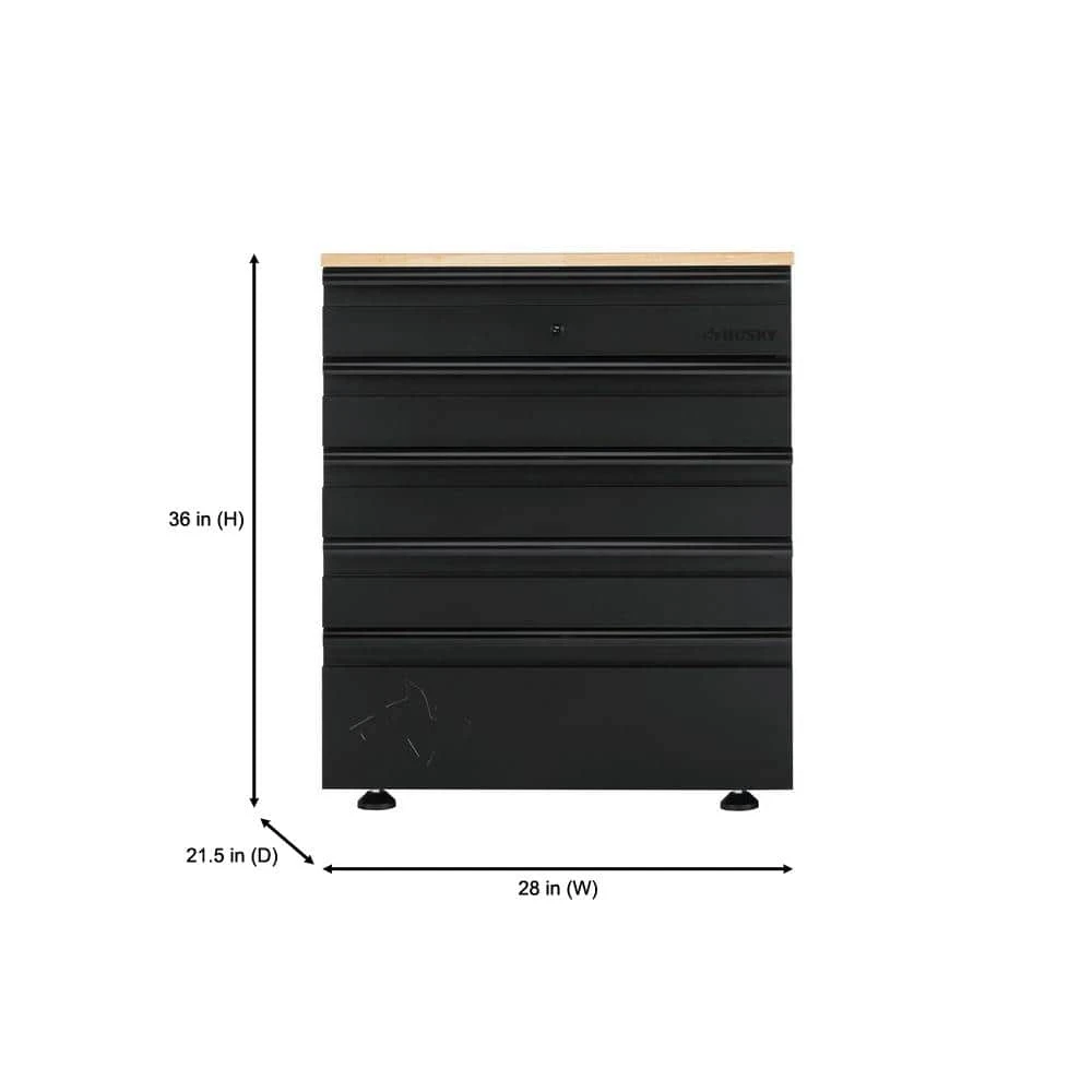 Husky Heavy Duty 18-Gauge Steel 5-Drawer Black Garage Base Cabinet 2 Husky Heavy Duty 18-Gauge Steel 5-Drawer Black Garage Base Cabinet - Image 2
