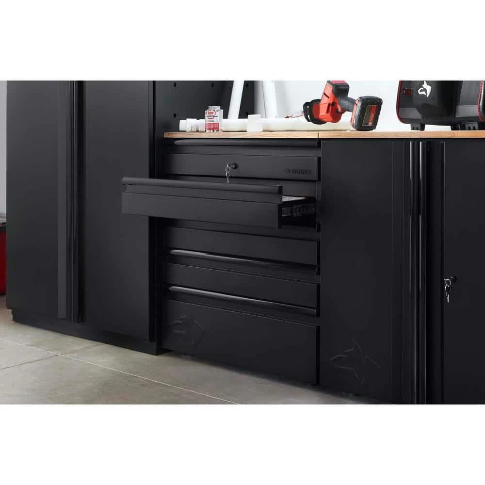 Husky Heavy Duty 18-Gauge Steel 5-Drawer Black Garage Base Cabinet 7 Husky Heavy Duty 18-Gauge Steel 5-Drawer Black Garage Base Cabinet - Image 7