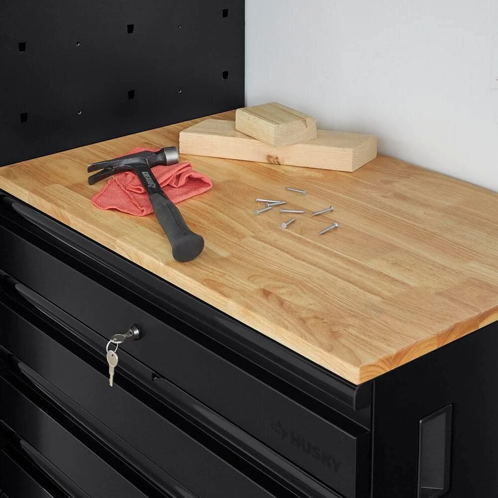 Husky 32 In. W X 33 In. H X 21.5 In. D Extra Wide Heavy Duty Welded Gauge Steel 5-Drawer Garage Freestanding Cabinet In Black 10 Husky 32 In. W X 33 In. H X 21.5 In. D Extra Wide Heavy Duty Welded Gauge Steel 5-Drawer Garage Freestanding Cabinet In Black - Image 10