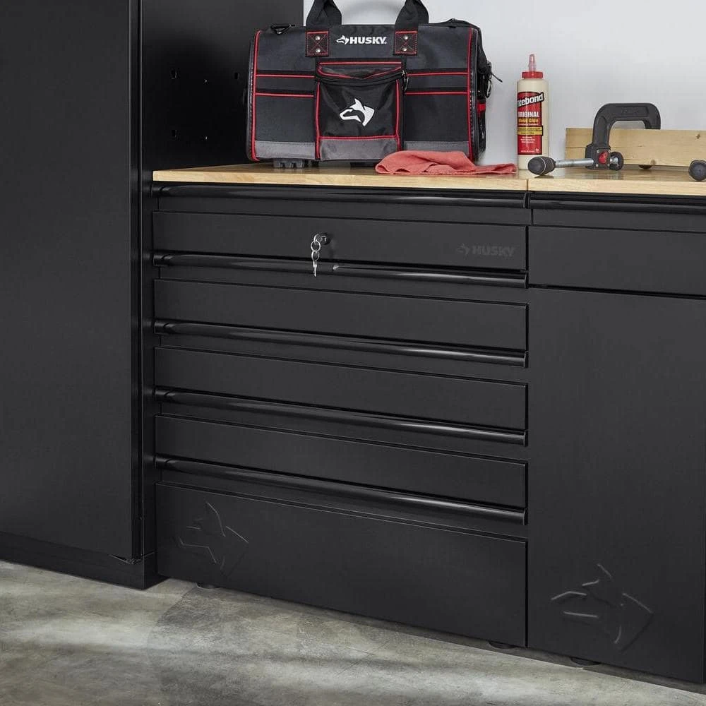 Husky 32 In. W X 33 In. H X 21.5 In. D Extra Wide Heavy Duty Welded Gauge Steel 5-Drawer Garage Freestanding Cabinet In Black 12 Husky 32 In. W X 33 In. H X 21.5 In. D Extra Wide Heavy Duty Welded Gauge Steel 5-Drawer Garage Freestanding Cabinet In Black - Image 12