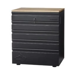 Husky Extra Wide Heavy Duty Welded 18-Gauge Steel 5-Drawer Garage Base Cabinet In Black (32 In. W X 33 In. H X 21.5 In. D) -Husky Shop black husky free standing cabinets htc100007 ex c3 1000 1