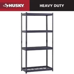 Husky 4-Tier Heavy Duty Boltless Steel Garage Storage Shelving Unit In Black (36 In. W X 72 In. H X 18 In. D)