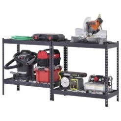 Husky 4-Tier Heavy Duty Boltless Steel Garage Storage Shelving Unit In Black (36 In. W X 72 In. H X 18 In. D) -Husky Shop black husky freestanding shelving units n2r361872w4b a0 1000