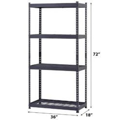 Husky 4-Tier Heavy Duty Boltless Steel Garage Storage Shelving Unit In Black (36 In. W X 72 In. H X 18 In. D) -Husky Shop black husky freestanding shelving units n2r361872w4b c3 1000