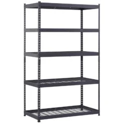 Husky 5-Tier Heavy Duty Boltless Steel Garage Storage Shelving Unit In Black (48 In. W X 78 In. H X 24 In. D) 16 Husky 5-Tier Heavy Duty Boltless Steel Garage Storage Shelving Unit In Black (48 In. W X 78 In. H X 24 In. D) -Husky Shop black husky freestanding shelving units n2r482478w5b 40 1000