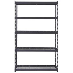 Husky 5-Tier Heavy Duty Boltless Steel Garage Storage Shelving Unit In Black (48 In. W X 78 In. H X 24 In. D) 20 Husky 5-Tier Heavy Duty Boltless Steel Garage Storage Shelving Unit In Black (48 In. W X 78 In. H X 24 In. D) -Husky Shop black husky freestanding shelving units n2r482478w5b 77 1000