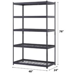 Husky 5-Tier Heavy Duty Boltless Steel Garage Storage Shelving Unit In Black (48 In. W X 78 In. H X 24 In. D) 21 Husky 5-Tier Heavy Duty Boltless Steel Garage Storage Shelving Unit In Black (48 In. W X 78 In. H X 24 In. D) -Husky Shop black husky freestanding shelving units n2r482478w5b c3 1000