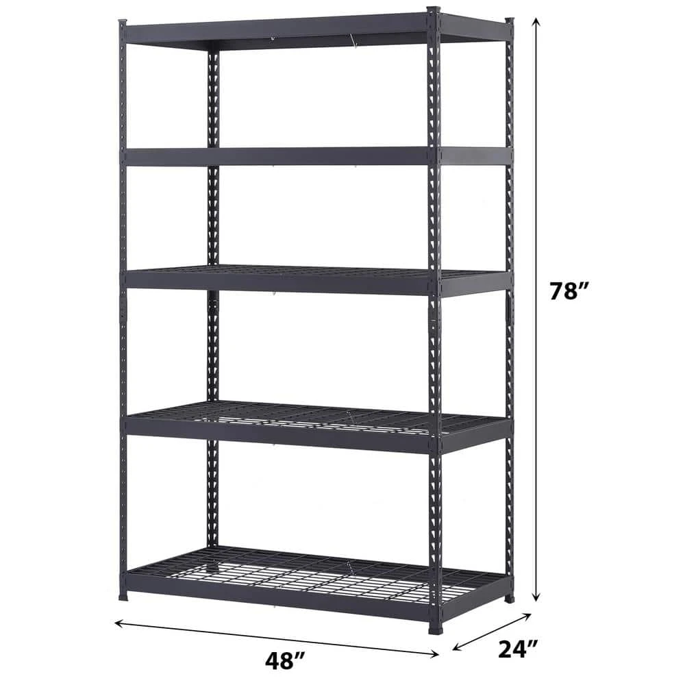 Husky 5-Tier Heavy Duty Boltless Steel Garage Storage Shelving Unit In Black (48 In. W X 78 In. H X 24 In. D) 8 Husky 5-Tier Heavy Duty Boltless Steel Garage Storage Shelving Unit In Black (48 In. W X 78 In. H X 24 In. D) - Image 8