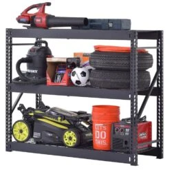 Husky 3-Shelf Metal Industrial Duty Freestanding Garage Storage Shelving Unit In Black (65 In. W X 54 In. H X 24 In. D) -Husky Shop black husky freestanding shelving units n2w652454w3b 40 1000