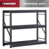 Husky 3-Shelf Metal Industrial Duty Freestanding Garage Storage Shelving Unit In Black (65 In. W X 54 In. H X 24 In. D)