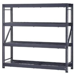 Husky 4-Shelf Metal Industrial Duty Freestanding Garage Storage Shelving Unit In Black (77 In. W X 72 In. H X 24 In. D) -Husky Shop black husky freestanding shelving units n2w772472w4b 1d 1000