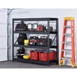 Husky 4-Shelf Metal Industrial Duty Freestanding Garage Storage Shelving Unit In Black (77 In. W X 72 In. H X 24 In. D) -Husky Shop black husky freestanding shelving units n2w772472w4b 40 1000