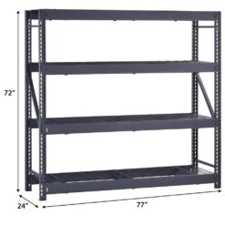 Husky 4-Shelf Metal Industrial Duty Freestanding Garage Storage Shelving Unit In Black (77 In. W X 72 In. H X 24 In. D) -Husky Shop black husky freestanding shelving units n2w772472w4b 4f 1000