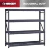 Husky 4-Shelf Metal Industrial Duty Freestanding Garage Storage Shelving Unit In Black (77 In. W X 72 In. H X 24 In. D)