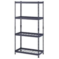 Husky 4-Shelf Metal Heavy-Duty Adjustable Garage Storage Shelving Unit In Black (36 In. W X 72 In. H X 18 In. D) 20 Husky 4-Shelf Metal Heavy-Duty Adjustable Garage Storage Shelving Unit In Black (36 In. W X 72 In. H X 18 In. D) -Husky Shop black husky freestanding shelving units n3r361872w4b 4f 1000
