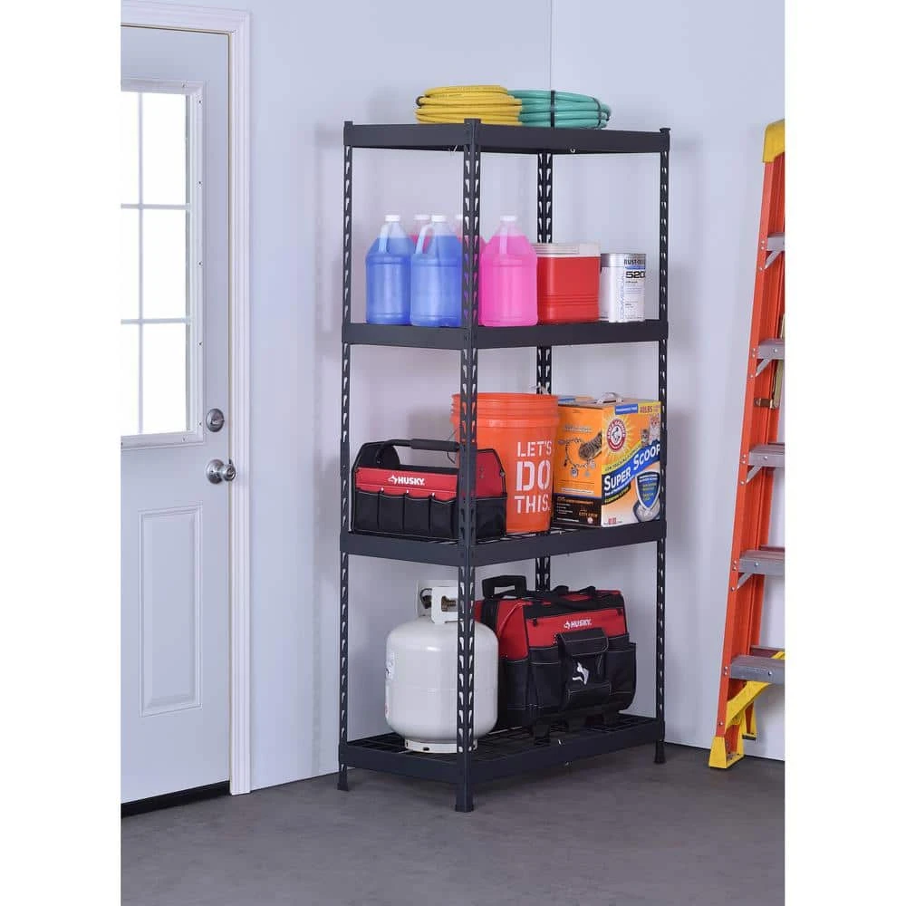 Husky 4-Shelf Metal Heavy-Duty Adjustable Garage Storage Shelving Unit In Black (36 In. W X 72 In. H X 18 In. D) 2 Husky 4-Shelf Metal Heavy-Duty Adjustable Garage Storage Shelving Unit In Black (36 In. W X 72 In. H X 18 In. D) - Image 2