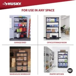 Husky 5-Shelf Metal Heavy-Duty Adjustable Garage Storage Shelving Unit In Black (48 In. W X 78 In. H X 24 In. D) 15 Husky 5-Shelf Metal Heavy-Duty Adjustable Garage Storage Shelving Unit In Black (48 In. W X 78 In. H X 24 In. D) -Husky Shop black husky freestanding shelving units n3r482478w5b 40 1000