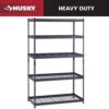 Husky 5-Shelf Metal Heavy-Duty Adjustable Garage Storage Shelving Unit In Black (48 In. W X 78 In. H X 24 In. D) -Husky Shop black husky freestanding shelving units n3r482478w5b 64 1000