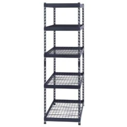 Husky 5-Shelf Metal Heavy-Duty Adjustable Garage Storage Shelving Unit In Black (48 In. W X 78 In. H X 24 In. D) 24 Husky 5-Shelf Metal Heavy-Duty Adjustable Garage Storage Shelving Unit In Black (48 In. W X 78 In. H X 24 In. D) -Husky Shop black husky freestanding shelving units n3r482478w5b 76 1000