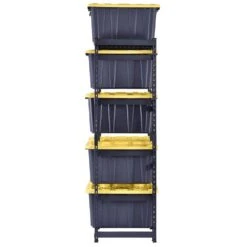 Husky 10-Tote Metal Storage Rack For HDX 14 And 27 Gal. Totes (50 In. W X 78 In. H X 24 In. D) -Husky Shop black husky freestanding shelving units n3r502478tr8b 1d 1000