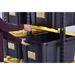 Husky 10-Tote Metal Storage Rack For HDX 14 And 27 Gal. Totes (50 In. W X 78 In. H X 24 In. D) -Husky Shop black husky freestanding shelving units n3r502478tr8b 1f 1000