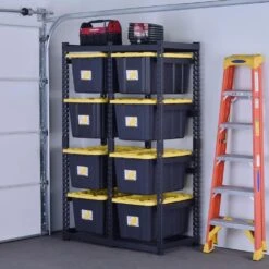 Husky 10-Tote Metal Storage Rack For HDX 14 And 27 Gal. Totes (50 In. W X 78 In. H X 24 In. D) -Husky Shop black husky freestanding shelving units n3r502478tr8b 31 1000