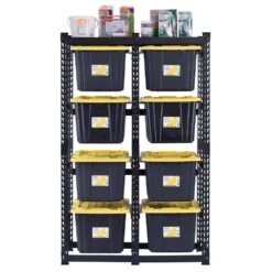 Husky 10-Tote Metal Storage Rack For HDX 14 And 27 Gal. Totes (50 In. W X 78 In. H X 24 In. D) -Husky Shop black husky freestanding shelving units n3r502478tr8b 66 1000