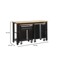 Husky 3-Piece Ready-to-Assemble Steel Garage Storage System In Black (72 In. W X 42 In. H X 24 In. D) -Husky Shop black husky garage storage systems g07205st1 us 1d 1000