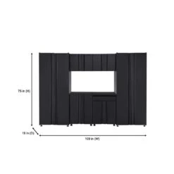Husky 7-Piece Regular Duty Welded Steel Garage Storage System In Black (109 In. W X 75 In. H X 19.6 In. D) 17 Husky 7-Piece Regular Duty Welded Steel Garage Storage System In Black (109 In. W X 75 In. H X 19.6 In. D) -Husky Shop black husky garage storage systems gs10807 1dss 1d 1000
