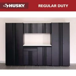 Husky 7-Piece Regular Duty Welded Steel Garage Storage System In Black (109 In. W X 75 In. H X 19.6 In. D)