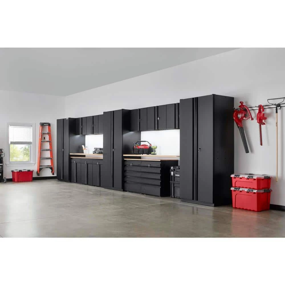 Husky 16-Piece Heavy Duty Welded Steel Garage Storage System In Black (276 In. W X 81 In. H X 24 In. D) 2 Husky 16-Piece Heavy Duty Welded Steel Garage Storage System In Black (276 In. W X 81 In. H X 24 In. D) - Image 2