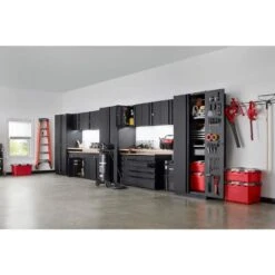 Husky 16-Piece Heavy Duty Welded Steel Garage Storage System In Black (276 In. W X 81 In. H X 24 In. D) 16 Husky 16-Piece Heavy Duty Welded Steel Garage Storage System In Black (276 In. W X 81 In. H X 24 In. D) -Husky Shop black husky garage storage systems htc163032062 a0 1000