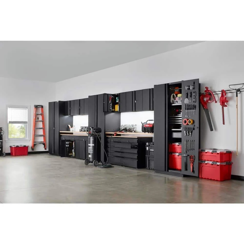 Husky 16-Piece Heavy Duty Welded Steel Garage Storage System In Black (276 In. W X 81 In. H X 24 In. D) 3 Husky 16-Piece Heavy Duty Welded Steel Garage Storage System In Black (276 In. W X 81 In. H X 24 In. D) - Image 3