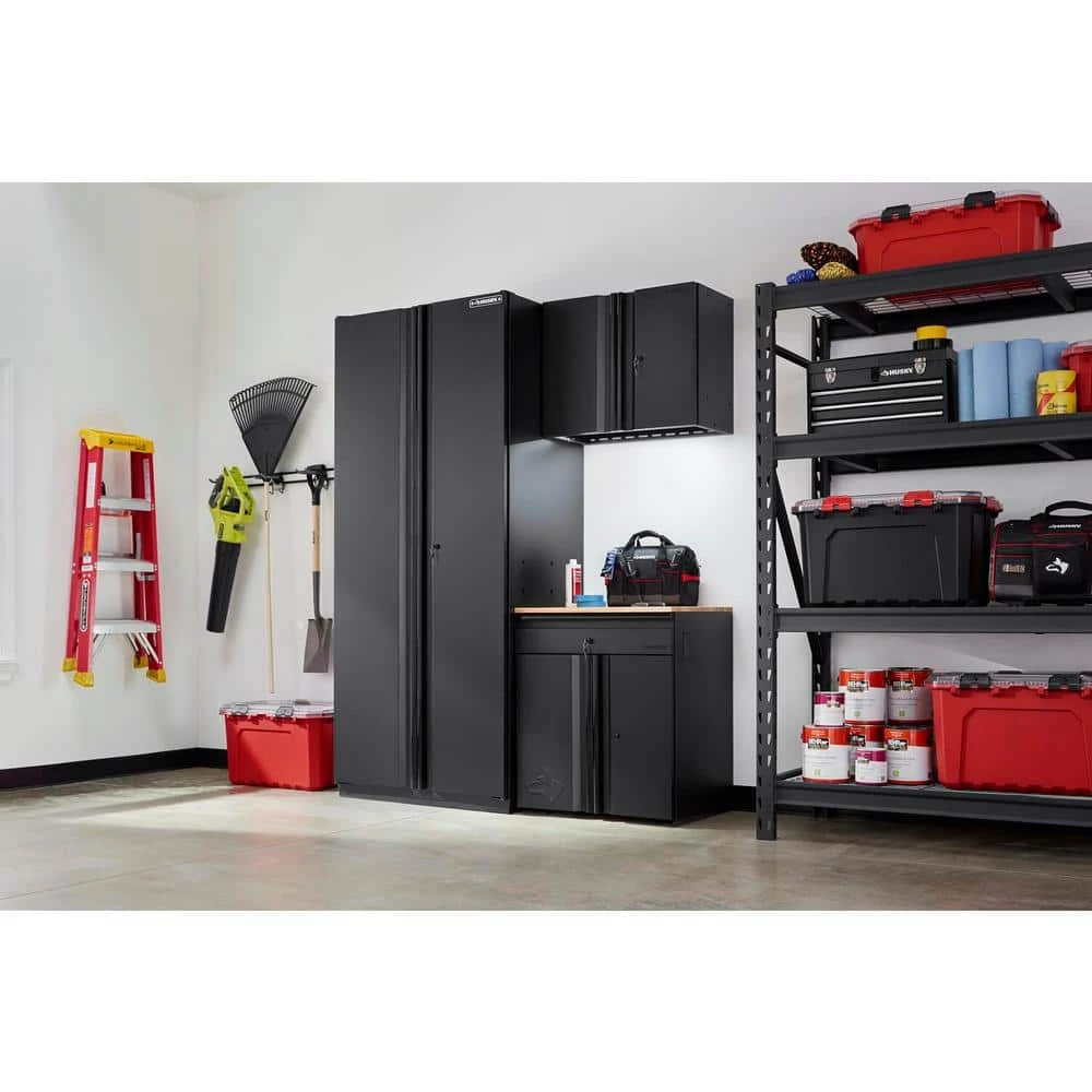 Husky 3-Piece Heavy Duty Welded Steel Garage Storage System In Black (64 In. W X 81 In. H X 24 In. D) 1 Husky 3-Piece Heavy Duty Welded Steel Garage Storage System In Black (64 In. W X 81 In. H X 24 In. D)