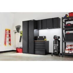 Husky 4-Piece Heavy Duty Welded Steel Garage Storage System In Black (92 In. W X 81 In. H X 24 In. D) 17 Husky 4-Piece Heavy Duty Welded Steel Garage Storage System In Black (92 In. W X 81 In. H X 24 In. D) -Husky Shop black husky garage storage systems htc411020 40 1000