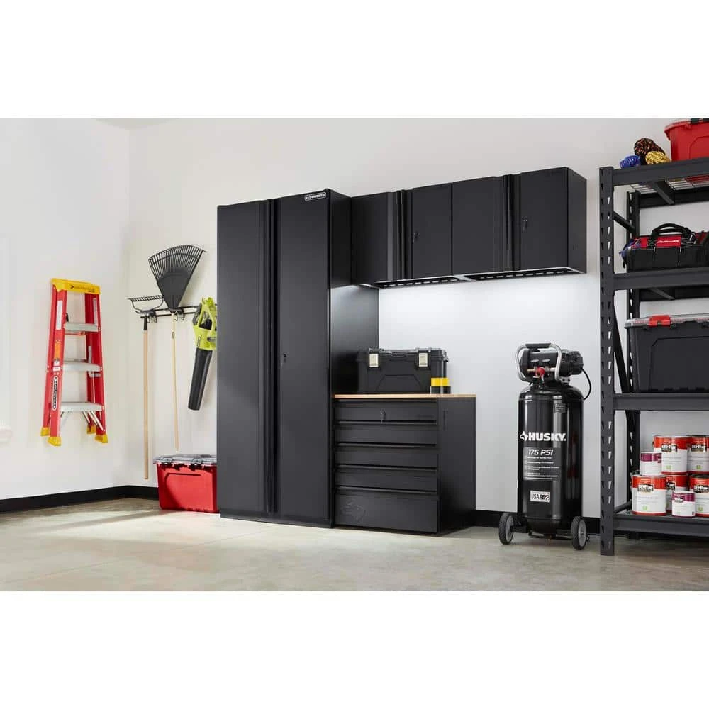 Husky 4-Piece Heavy Duty Welded Steel Garage Storage System In Black (92 In. W X 81 In. H X 24 In. D) 1 Husky 4-Piece Heavy Duty Welded Steel Garage Storage System In Black (92 In. W X 81 In. H X 24 In. D)