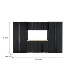 Husky 6-Piece Heavy Duty Welded Steel Garage Storage System In Black (128 In. W X 81 In. H X 24 In. D) 17 Husky 6-Piece Heavy Duty Welded Steel Garage Storage System In Black (128 In. W X 81 In. H X 24 In. D) -Husky Shop black husky garage storage systems htc620220 1d 1000