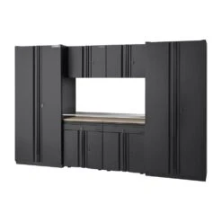 Husky 7-Piece Heavy Duty Welded Steel Garage Storage System In Black (128 In. W X 81 In. H X 24 In. D)