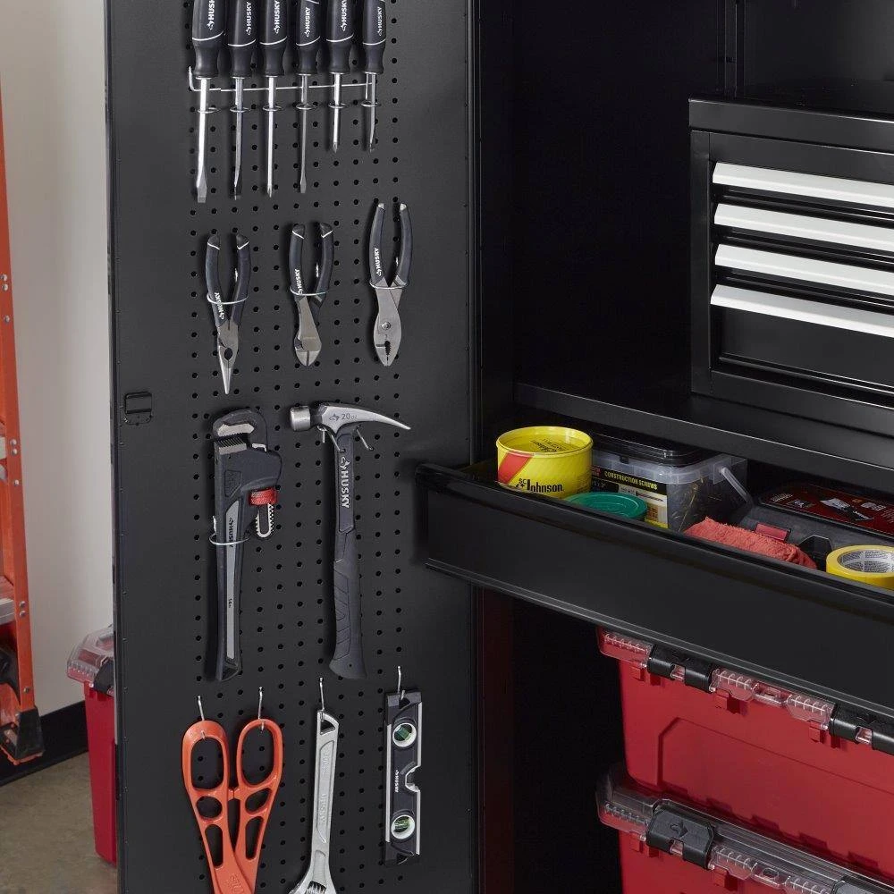 Husky 7-Piece Heavy Duty Welded Steel Garage Storage System In Black (128 In. W X 81 In. H X 24 In. D) 5 Husky 7-Piece Heavy Duty Welded Steel Garage Storage System In Black (128 In. W X 81 In. H X 24 In. D) - Image 5